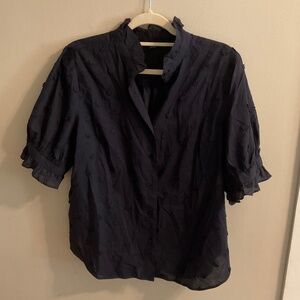 Navy Button-up with Floral Details - Ann Taylor